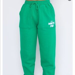 White Fox Offstage green sweatpants